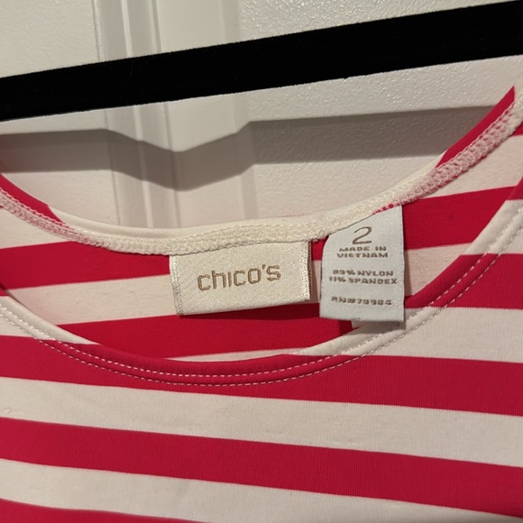 Chico’s Hot Pink & White Striped Microfiber Tank - Picture 2 of 2